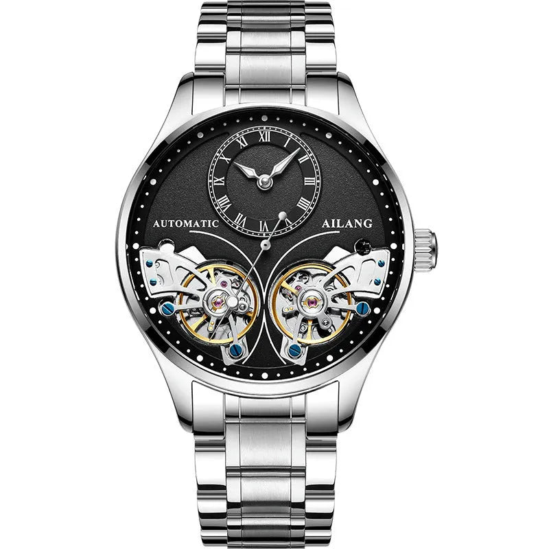 Automatic men's watch with tourbillon and moon phase complications in titanium case