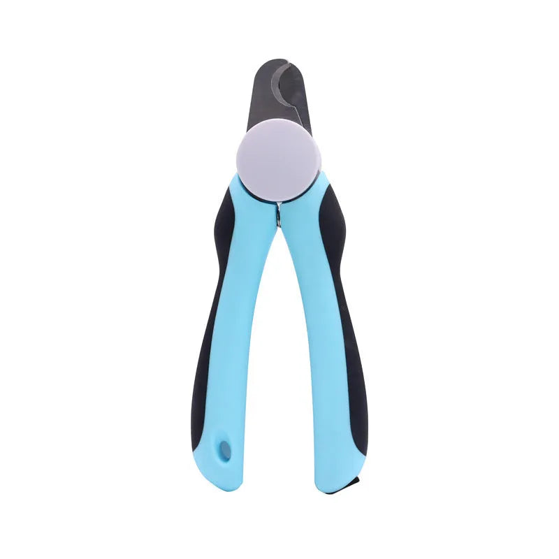 Blue heavy duty dog nail clippers with a safety guard for large breeds and thick nails.