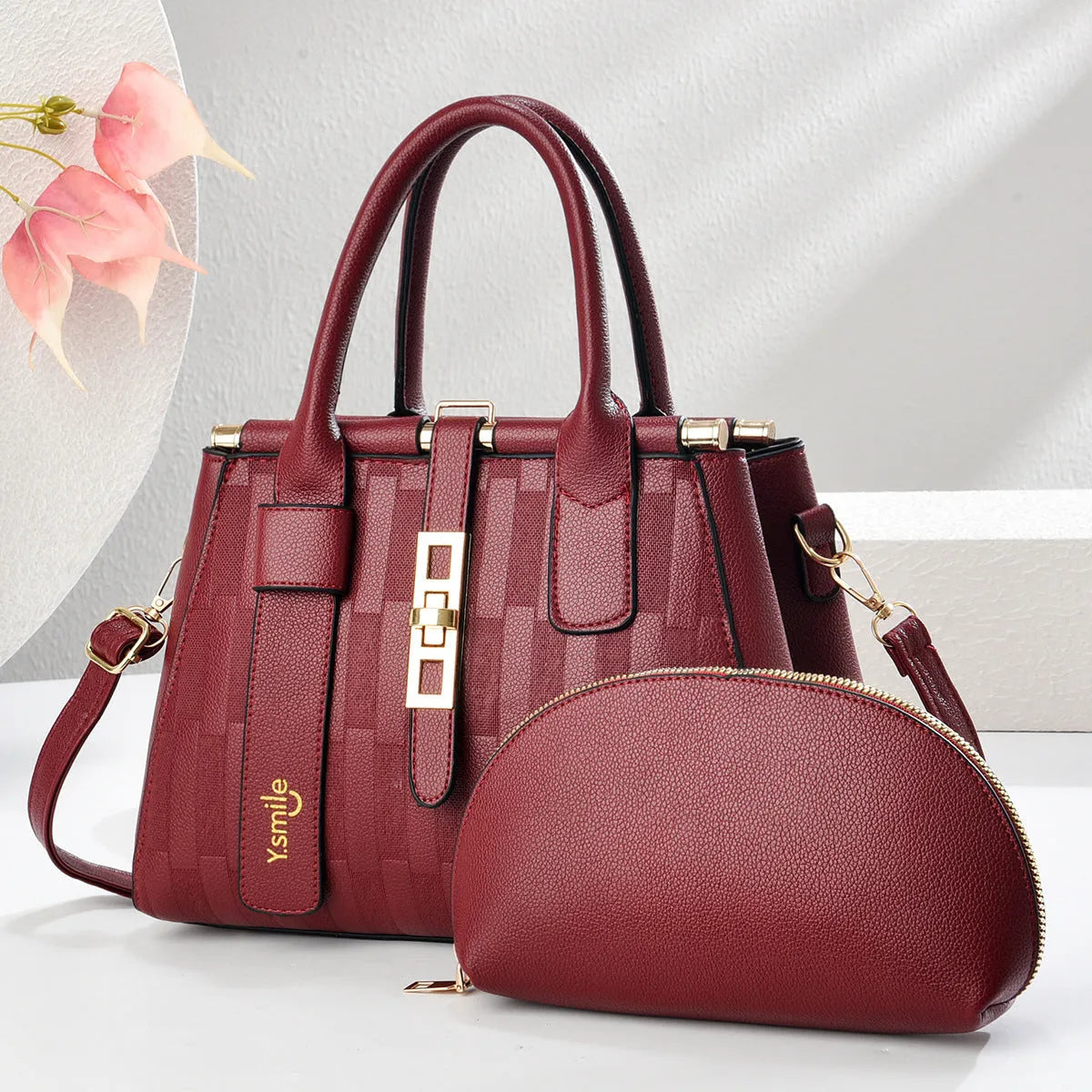 PU leather crossbody handbag with round suitcase shape in multiple colour options