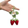 Handmade strawberry-shaped car pendant decoration made from woven cotton and hemp knitting wool