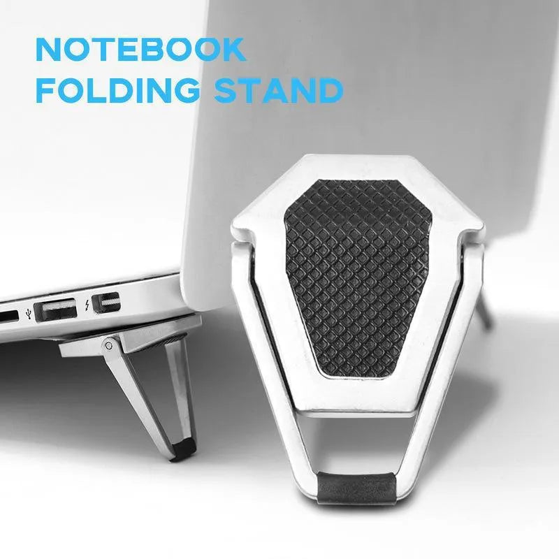 Compact folding aluminum alloy laptop stand bracket in silver and white colours