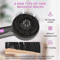A grey, black, or red coloured USB-powered head massage comb with a comb design and a mechanical speed switch.