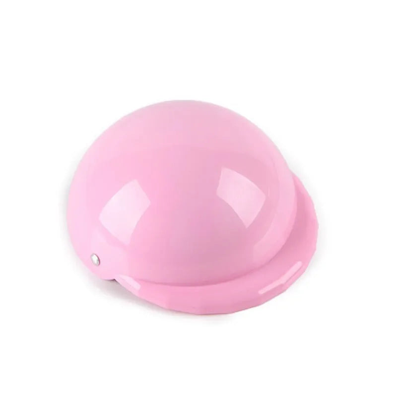 Plastic motorcycle-style cap helmet for a dog, shown in a solid colour with a Japanese aesthetic.