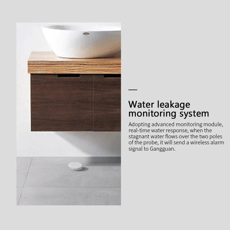 Zigbee wireless flood sensor with compact 50mm size for smart home water leak detection
