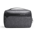Multi-layer Oxford cloth toiletries bag with wet-dry separation compartments in graphite grey.