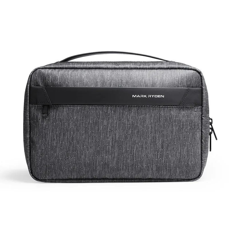 Multi-layer Oxford cloth toiletries bag with wet-dry separation compartments in graphite grey.