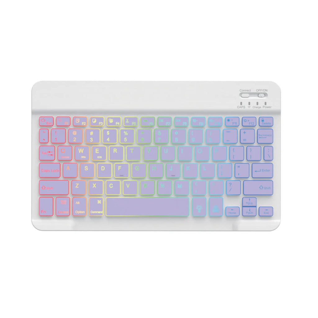 10-inch Bluetooth keyboard for tablets with colourful backlight in one of eight body colour options