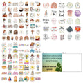 Pack of 50 assorted graffiti design stickers on adhesive paper for decoration.