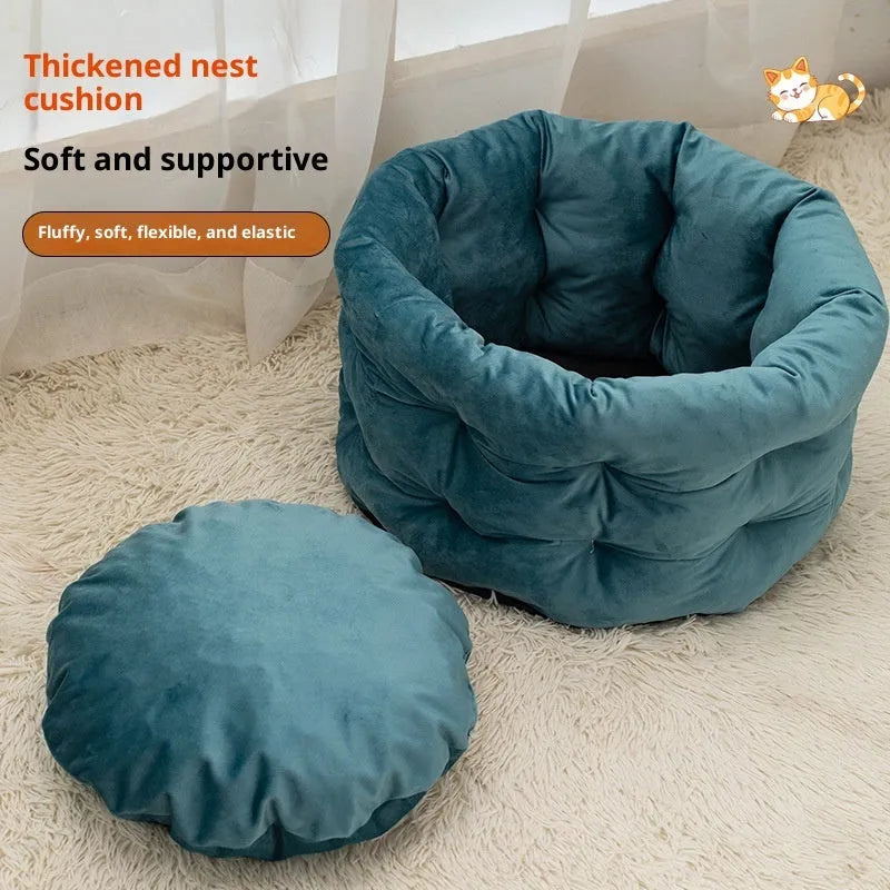 Cloth cat bed in beige, medium size 48x26cm, for cage use