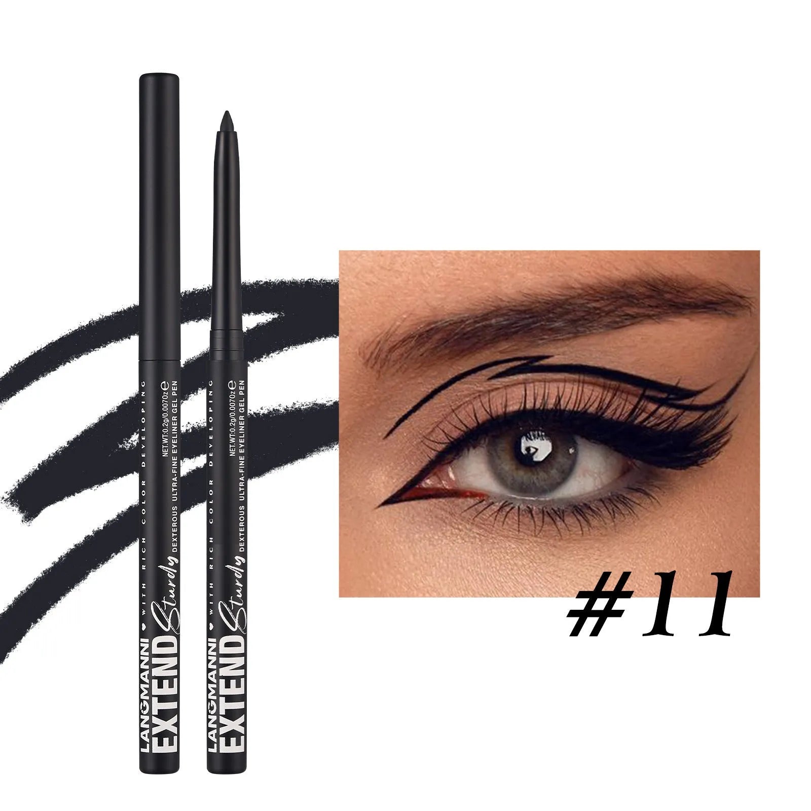 12 colourful gel glitter eyeliner pencils with waterproof formula in matte metallic pearl finishes