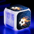 Square football pattern alarm clock with plastic shell and mute alarm function for children