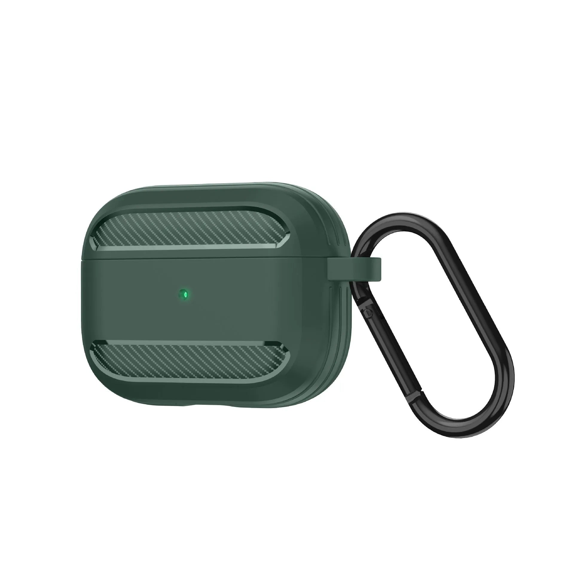 Carbon fibre patterned TPU protective case for AirPods in apple green colour