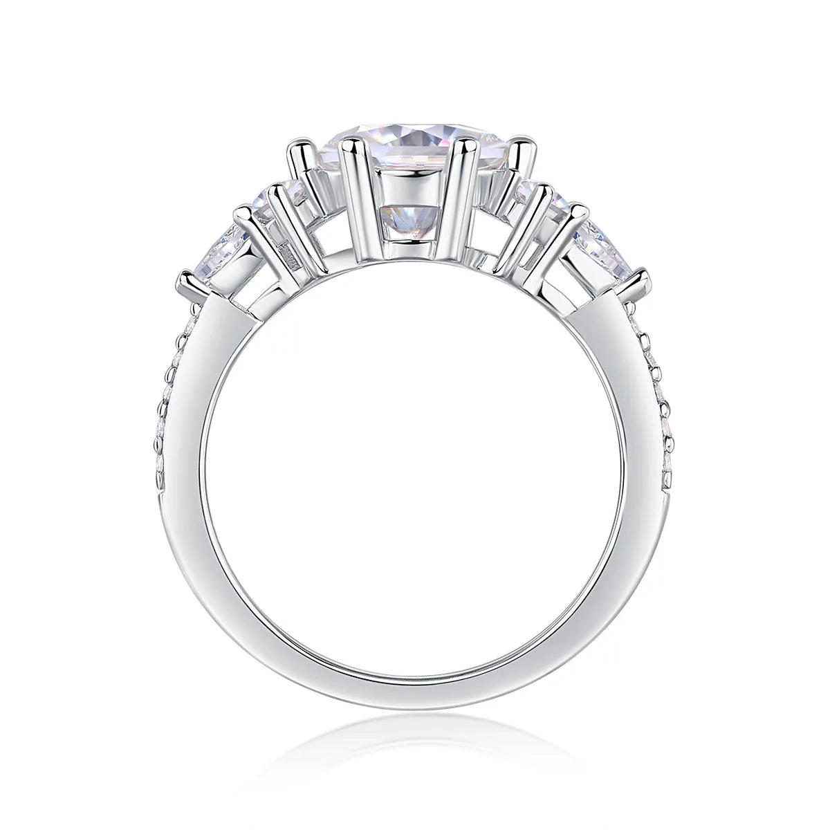2 carat moissanite wedding ring set S925 silver platinum plated with GRA certificate in gift box