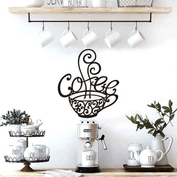 Black wrought iron English letters silhouette wall ornament measuring 26x28cm