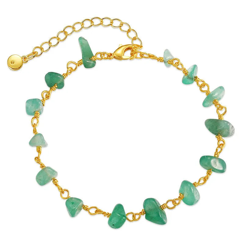 18K copper geometric women's bracelet with irregular gravel design and crystal elements