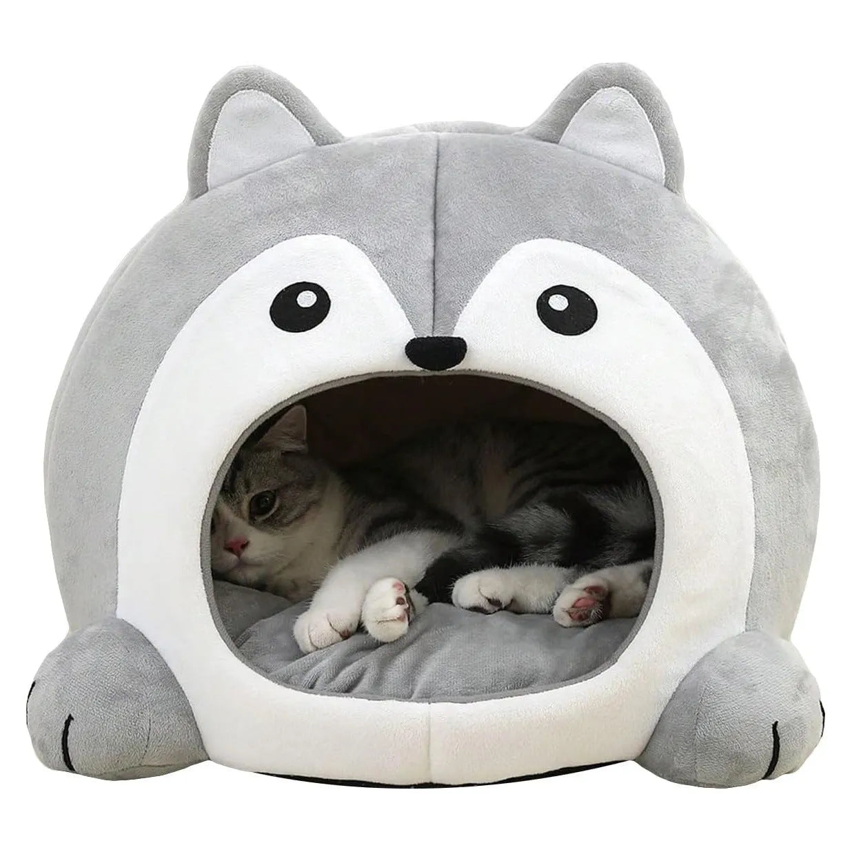 Indoor Fox-shaped Cat Bed with Hole and Removable Cushion for Dogs and Cats in Cloth Material Available in S M L Sizes Pet Cushion