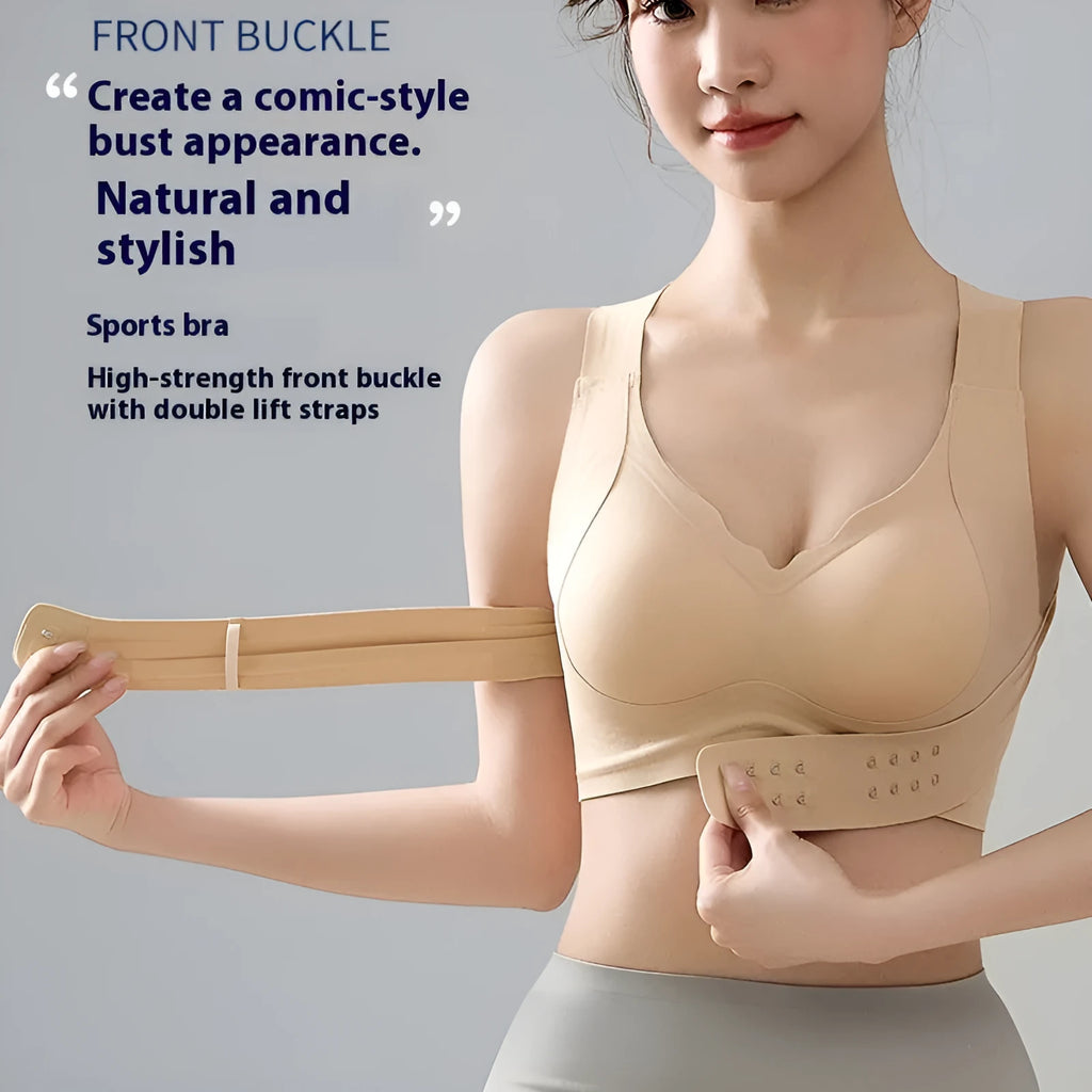 Women's cross back shaping bra with front buckle closure for yoga and exercise wear
