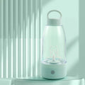Automatic electric shaker bottle with USB charging port and handle in green colour