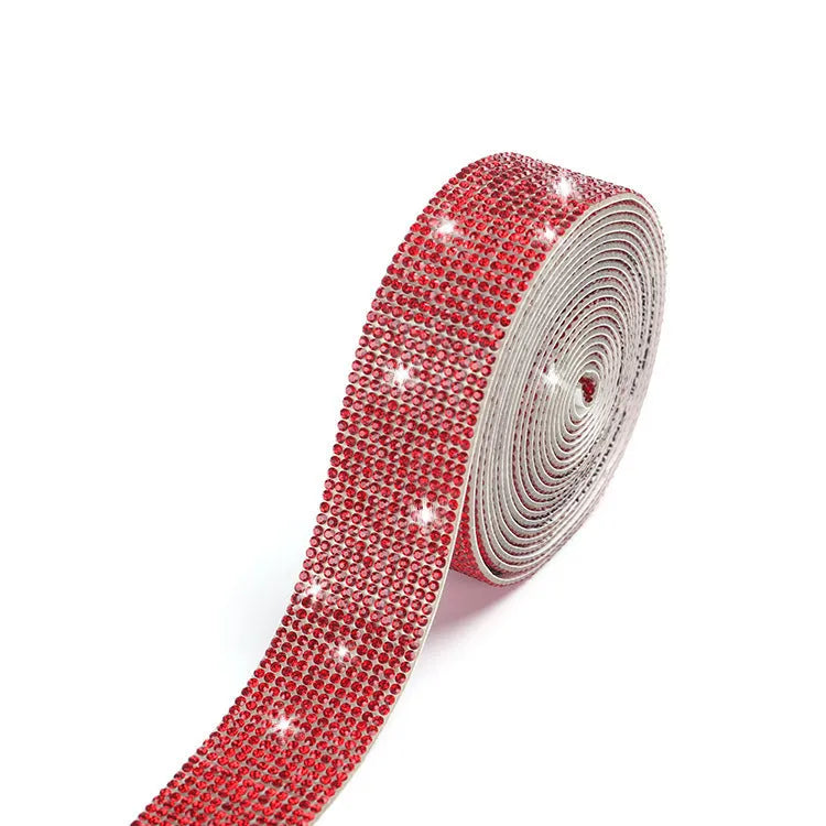 Self-adhesive water drill stick for clothing with glass rhinestones in AB colour and white on long strip