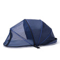 Portable folding cat tent with half mesh sides in black or blue colour options