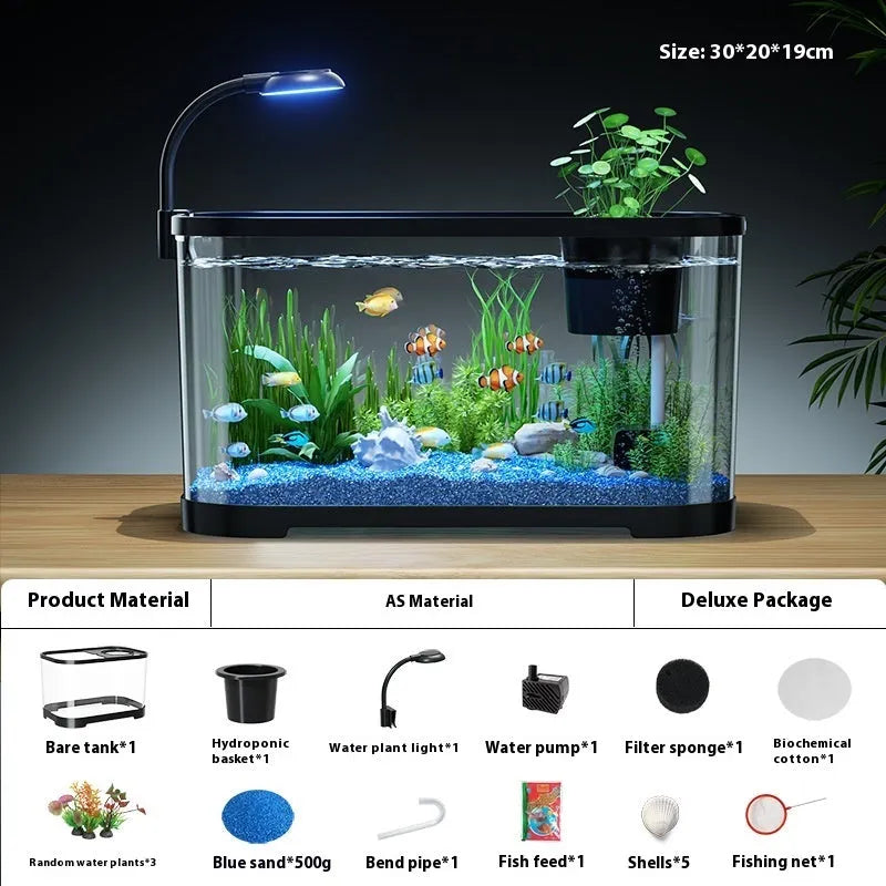 Desktop ecological landscape filter oxygen-making integrated fish tank in luxury white colour