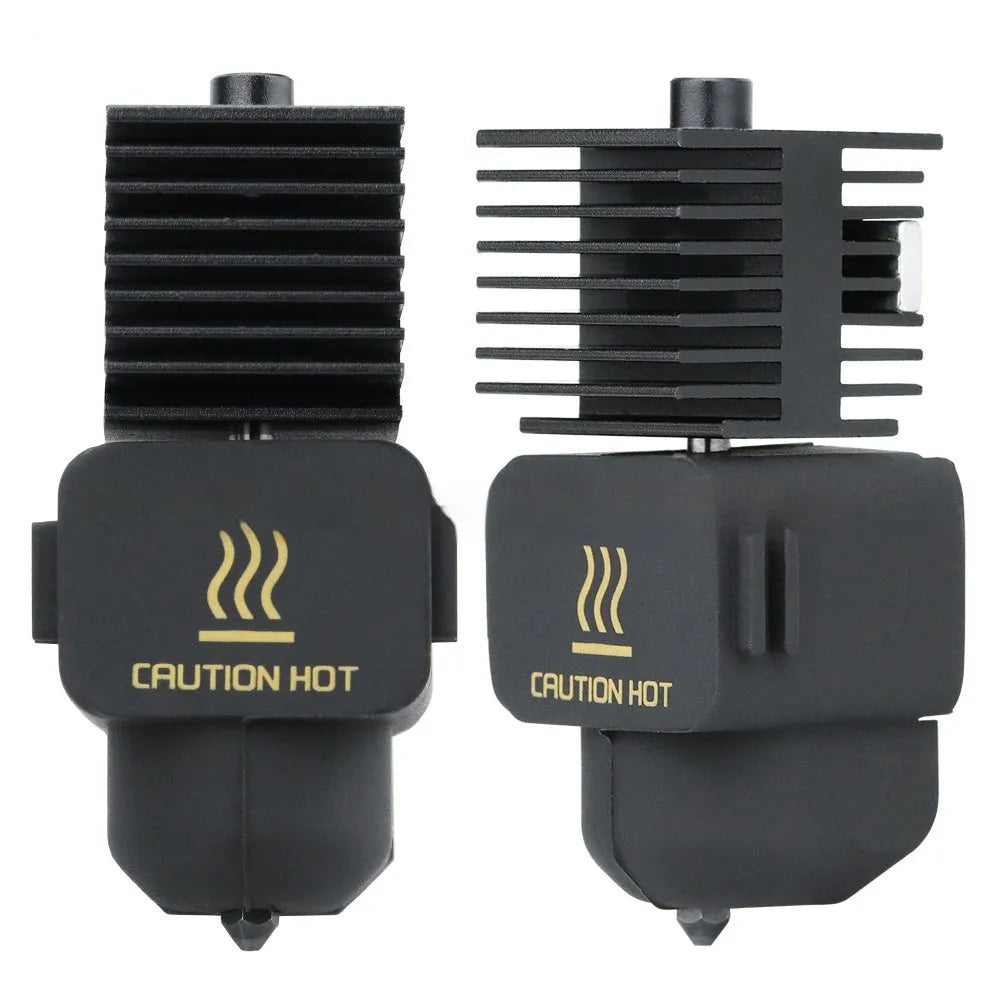 Bambu Lab A1 Mini hot end nozzle assembly set with four hardened steel nozzles and black silicone sleeves