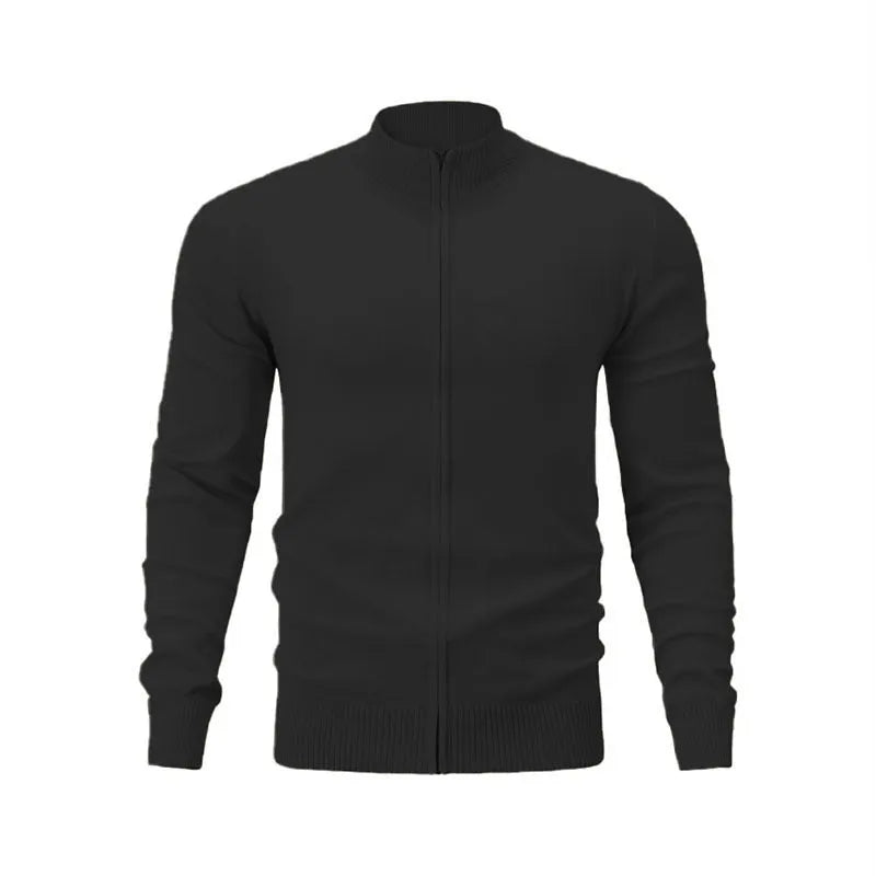 Cotton stand collar zip sports sweater in loose fit Asian sizing