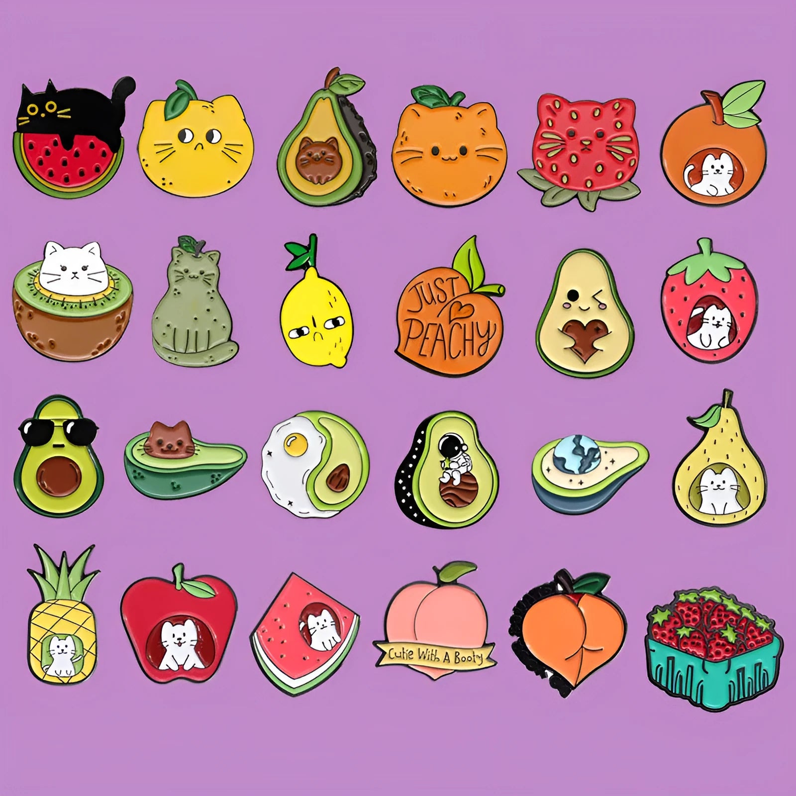 Colourful cartoon fruit letter brooch made from zinc alloy metal