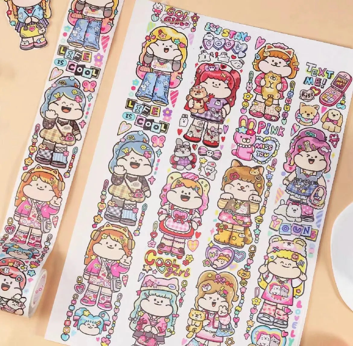 Cartoon character stickers for haemorrhoid tape packaging decoration on Japanese paper
