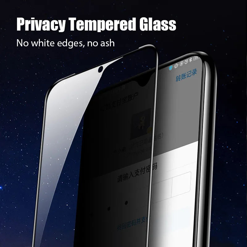 Anti-spy screen protector for Xiaomi Poco and Redmi Note smartphones with privacy protection