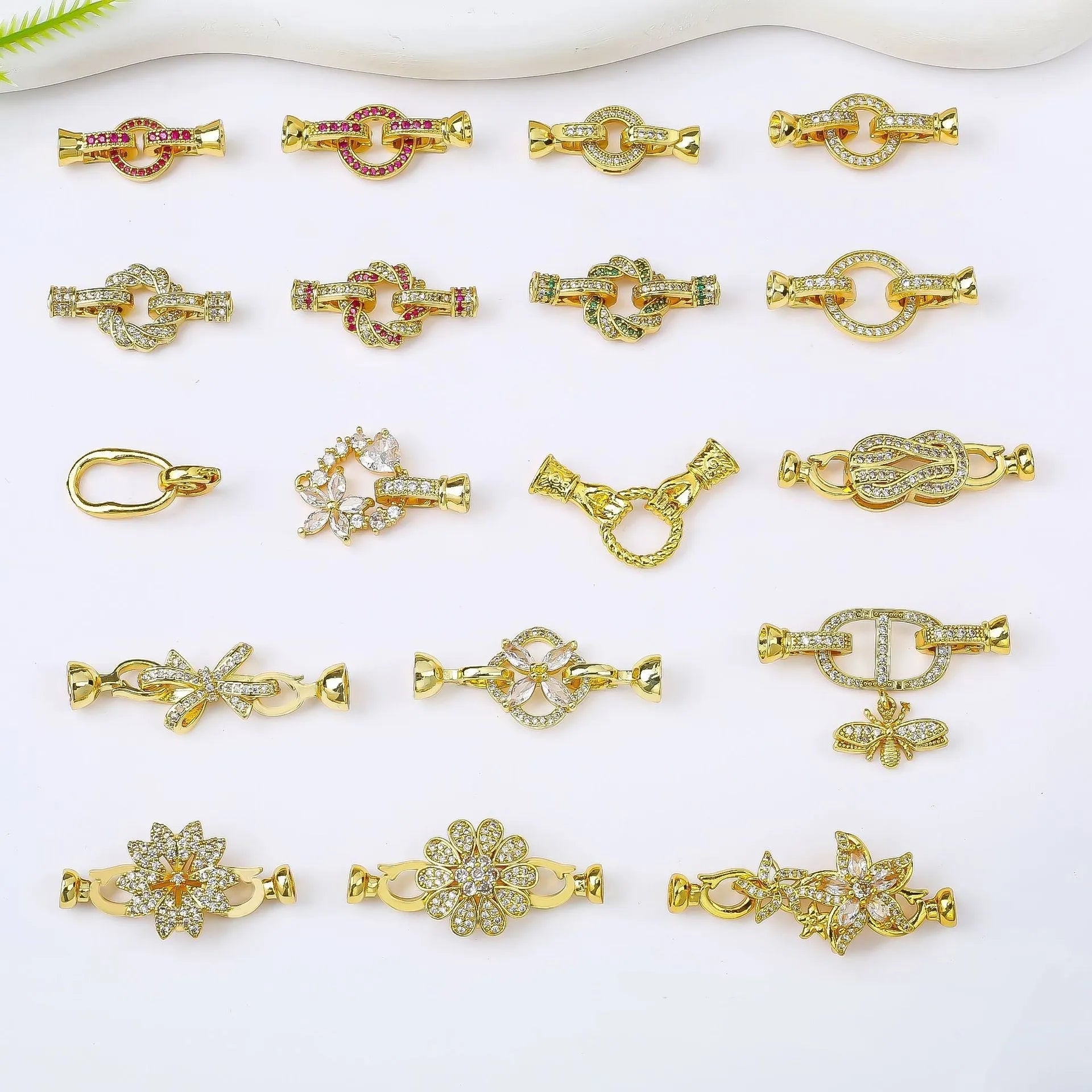 Small gold-plated chain buckle for necklace jewellery making with electroplated finish