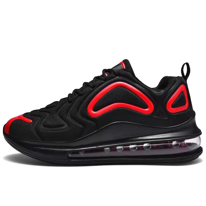 Men's black lace-up sneakers with thick sole and round toe for outdoor sports
