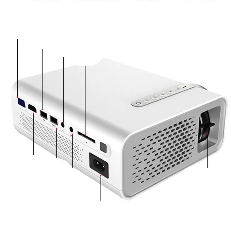 YG530 mini mobile phone projector with wireless same-screen connectivity in black and white colour options