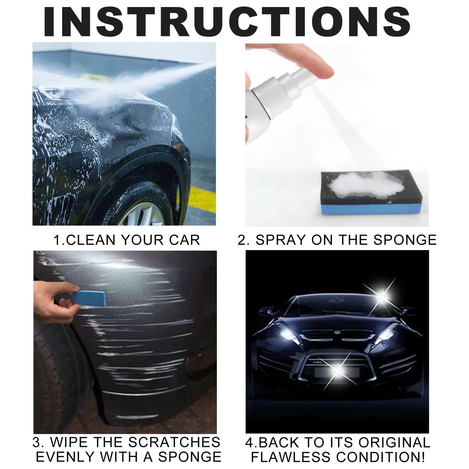 Car scratch repair spray canister with application nozzle for paint surface scratch removal