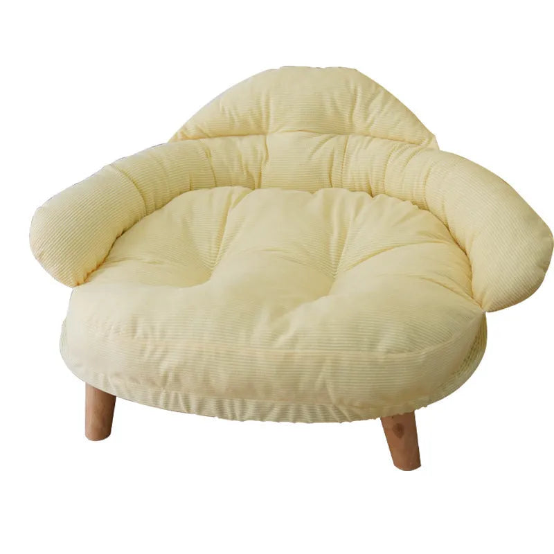Solid wood off ground cat bed in green with thickened animal bed construction