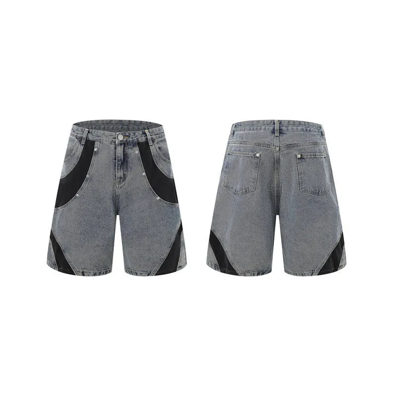Retro washed blue denim short sleeve jacket and matching trousers co-ordinated suit set.