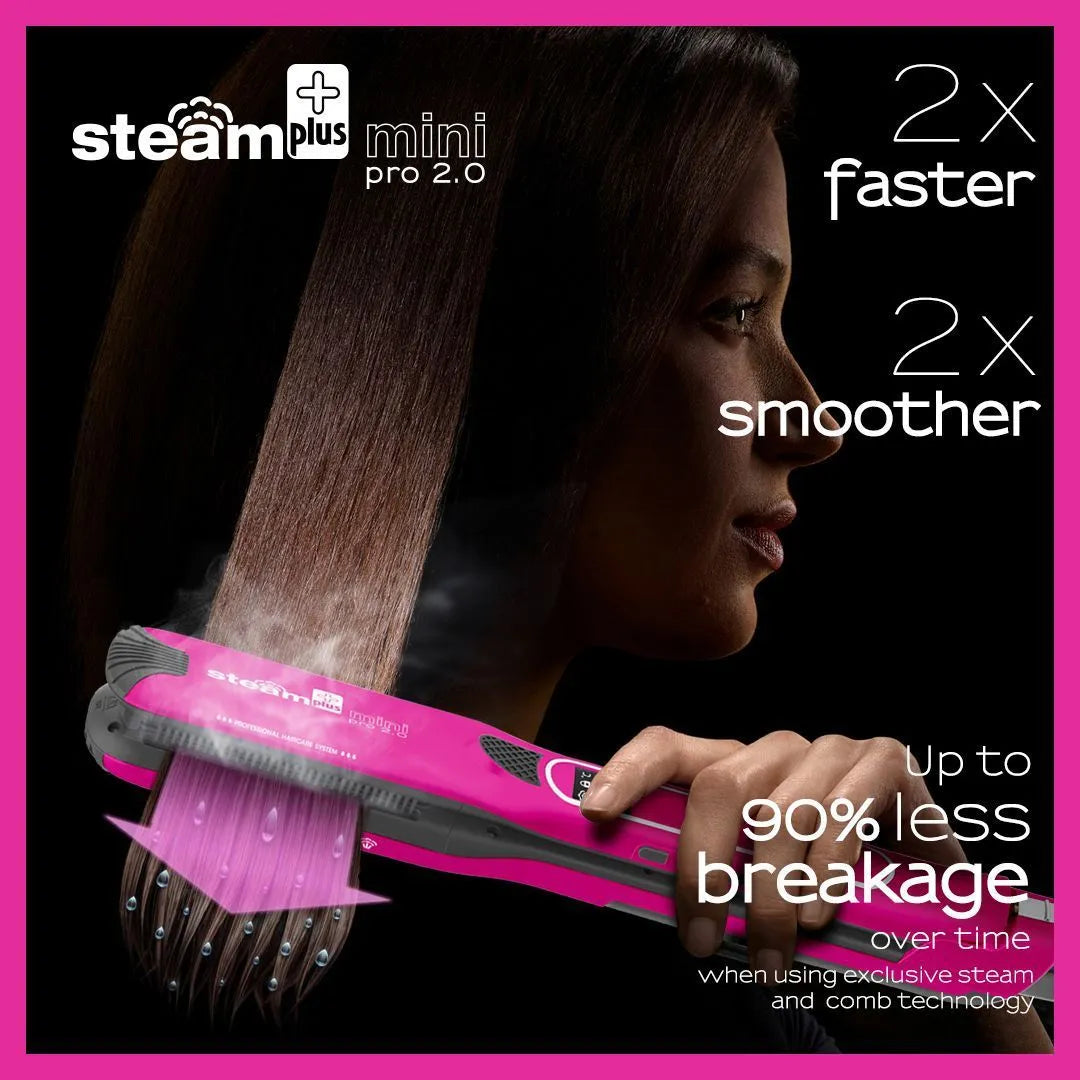 Mini steam hair straightener in champagne colour with 200W power for curling and straightening