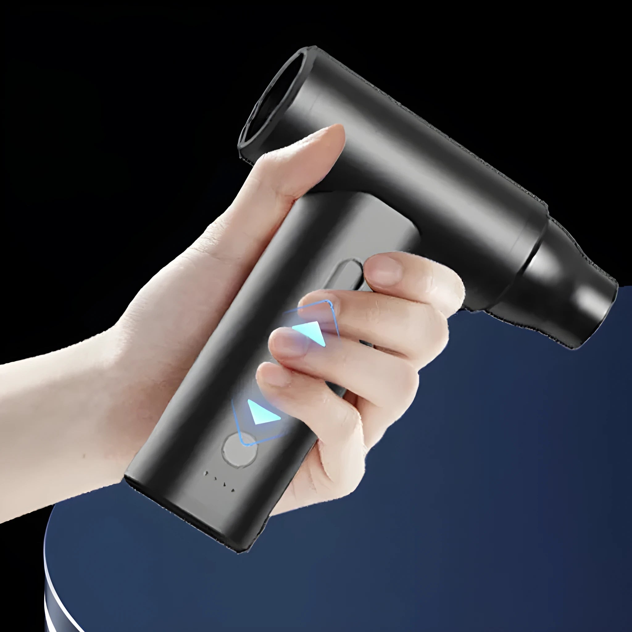 Mini handheld rechargeable dust blower with ABS shell, USB cable, and continuous speed change button