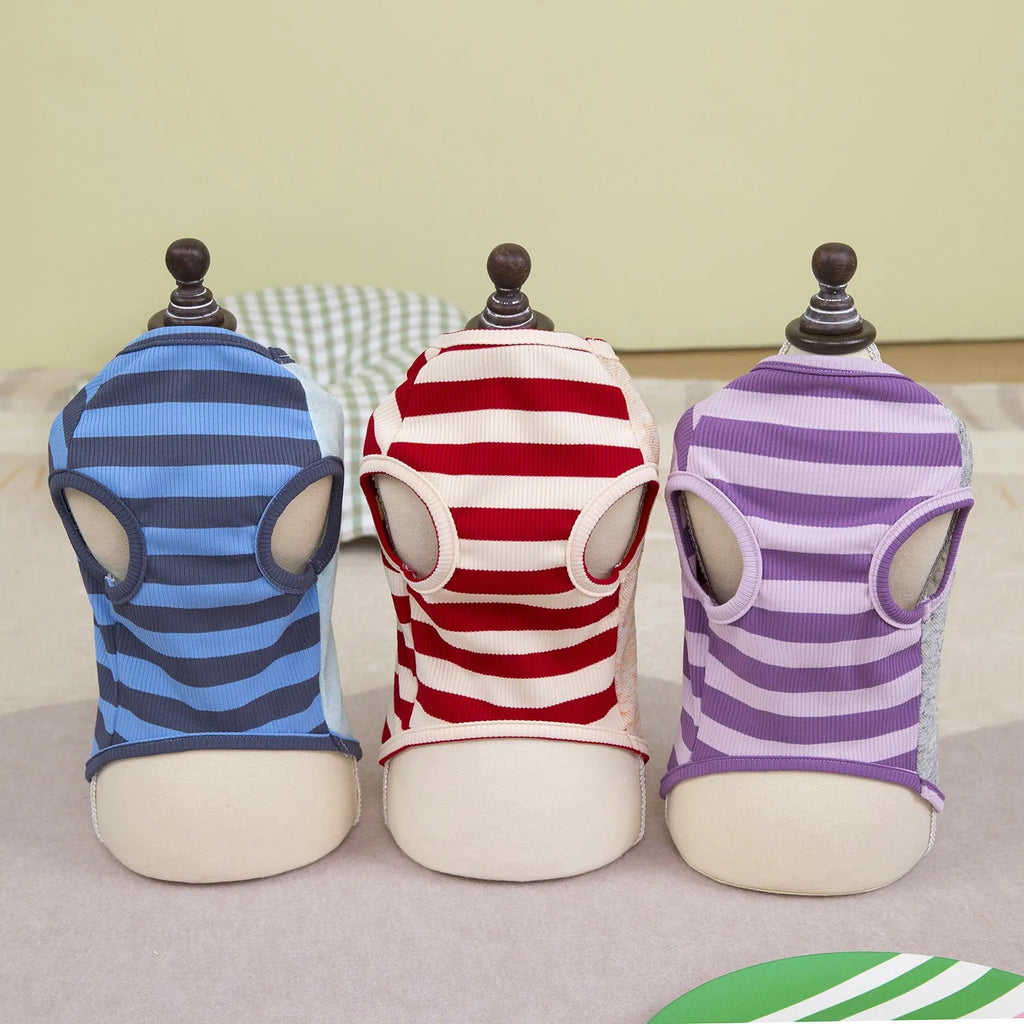 Polyester pet clothing vest in blue, casual style for small to large dogs