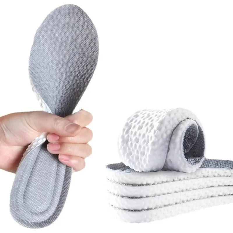 Breathable PU sports insoles in black, grey and orange with trim-to-fit edges for sizes 35-46