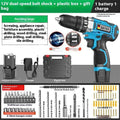 12V impact pistol drill electric screwdriver set in plastic case with dual-speed control