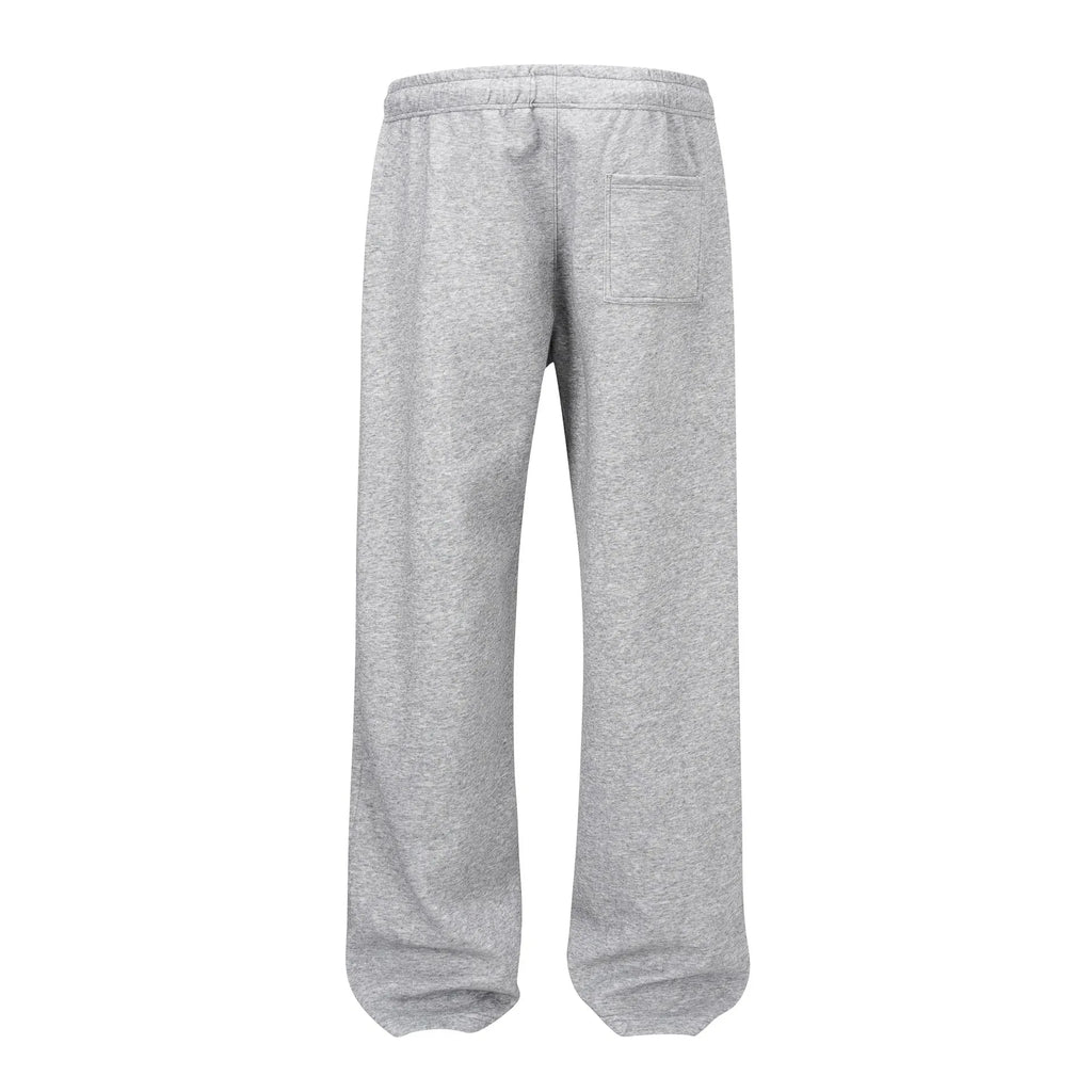 Men's straight-leg cotton trousers in solid colour with elasticated waistband