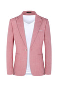 Men's casual western-style suit jacket in pink and light blue colours showing front view