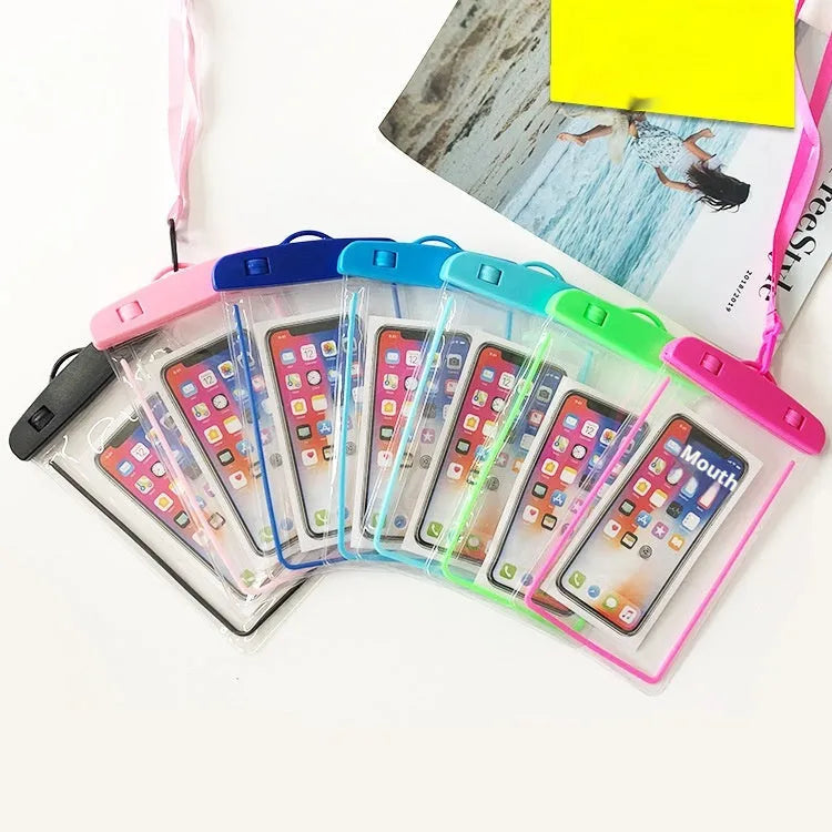 Luminous transparent waterproof phone bag for swimming beach diving outdoor leisure
