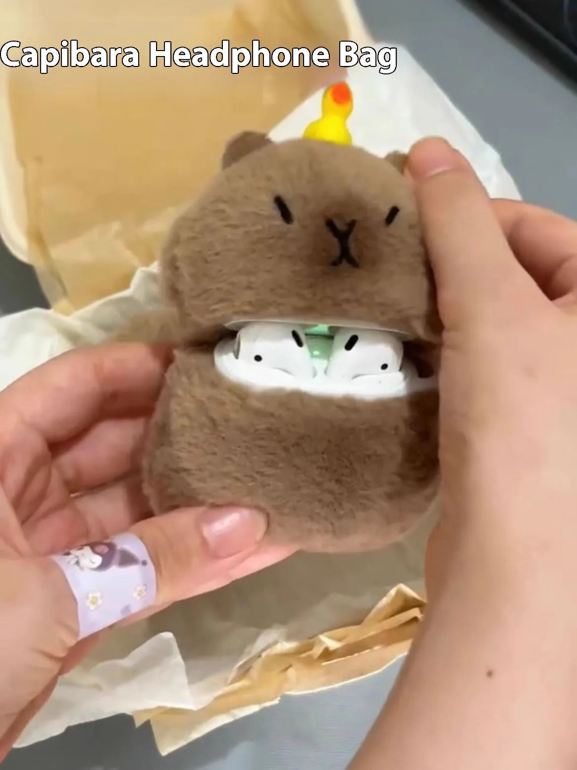 Capabala cute capybara earphone case for AirPods with Bodhi material and hanging accessory