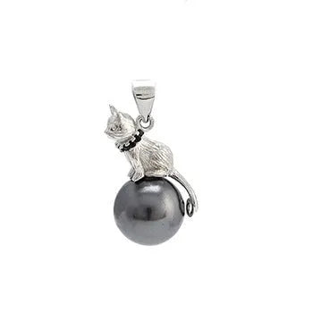 925 sterling silver cat pendant necklace with clavicle-length chain