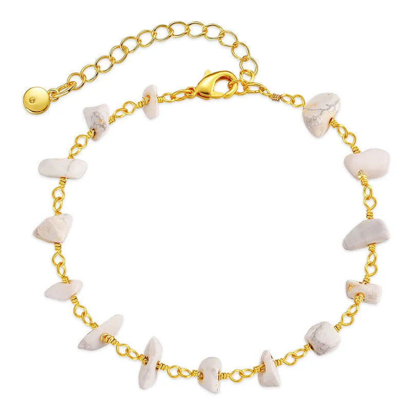 18K copper geometric women's bracelet with irregular gravel design and crystal elements