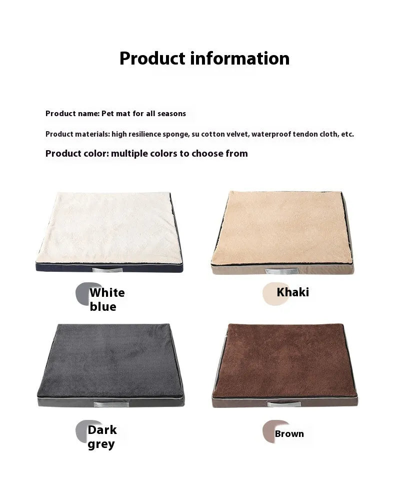 Brown removable cover memory foam dog mat showing size options