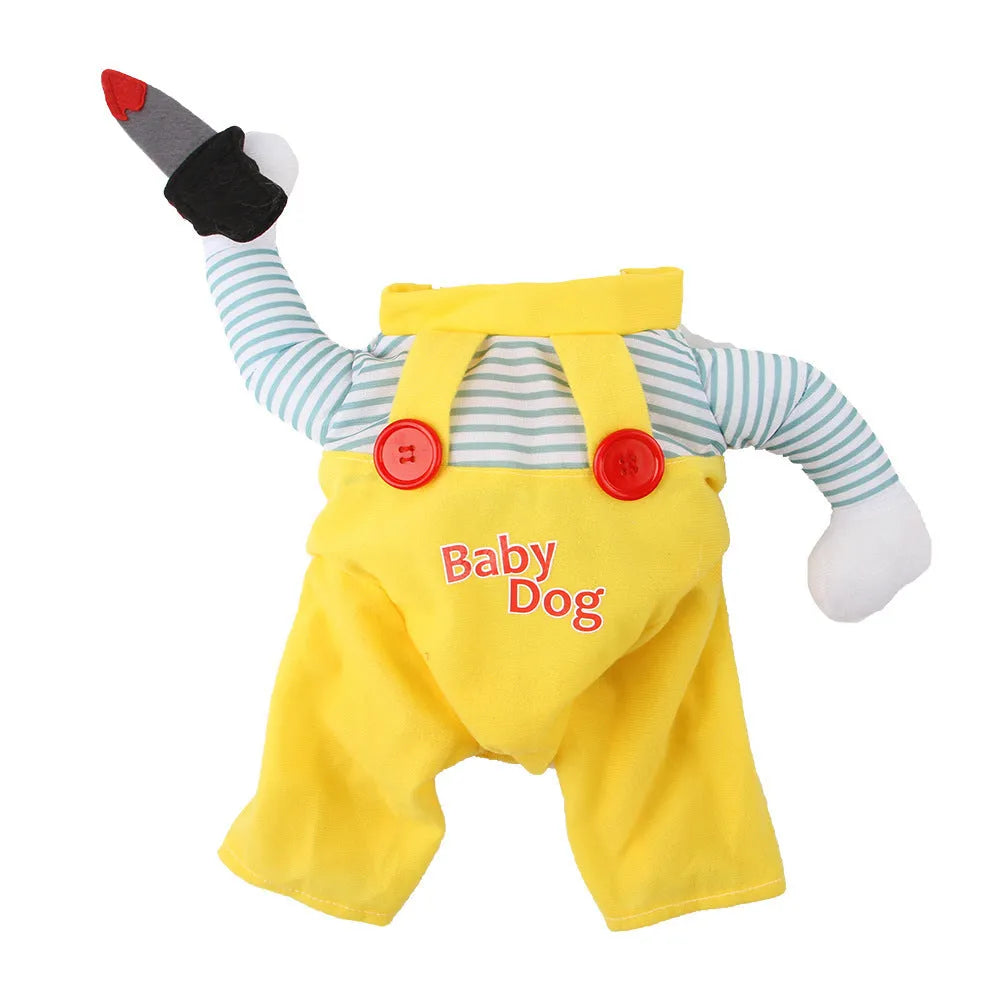 Yellow knife assassin costume for cats in polyester fabric with four size options