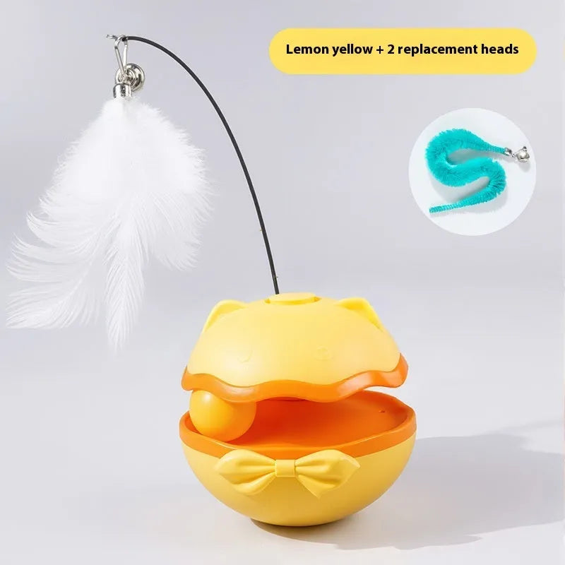 Electric cat toy tumbler with USB charging port and LED lights for automatic feline play